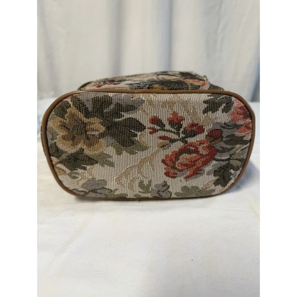 VTG Avon Floral Tapestry Cosmetic Bag Toiletries Travel Case Zip Closure